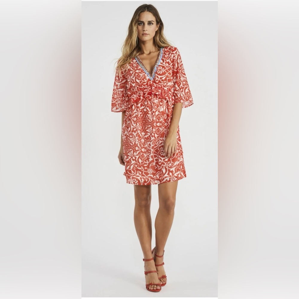 NWT Gaudi luxury red kimono dress made in Italy 20” ptp